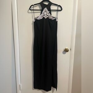 Vintage Jessica McClintock Black and White Lace Formal Dress - Size 9/10